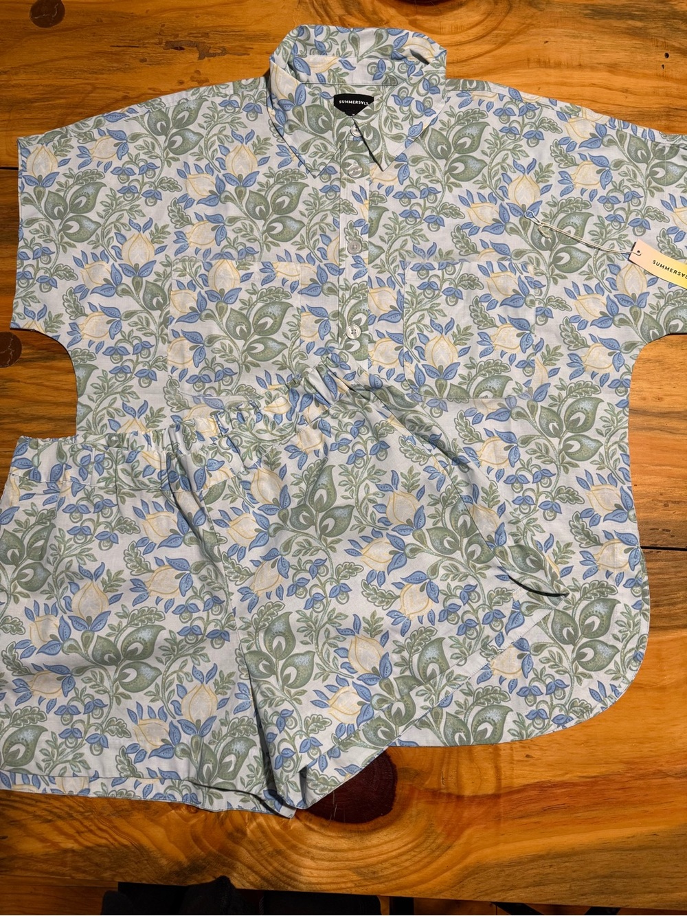 summersalt Floral Print Swim Coverup Set in Blue, Green, Cream